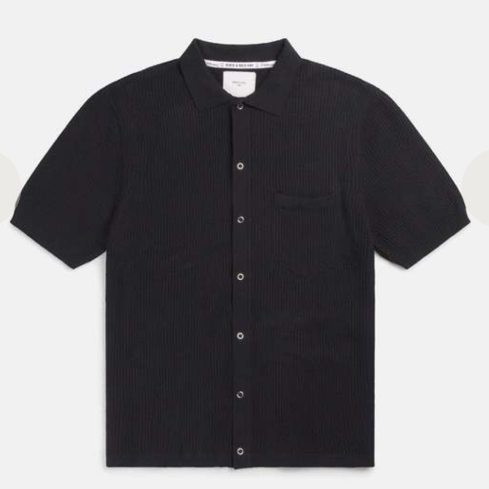 NWT Percival‎ Pablo Cuban knit Shirt Black Medium